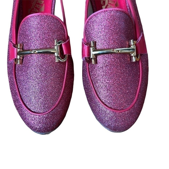 SALVATORE ferragamo women red glit loafer- size US 7 - Picture 2 of 7
